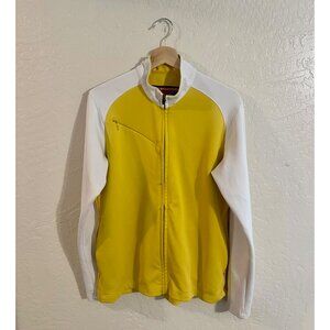 Sun Mountain Yellow & White Colorblock Long Sleeved Zip Up Athletic Jacket